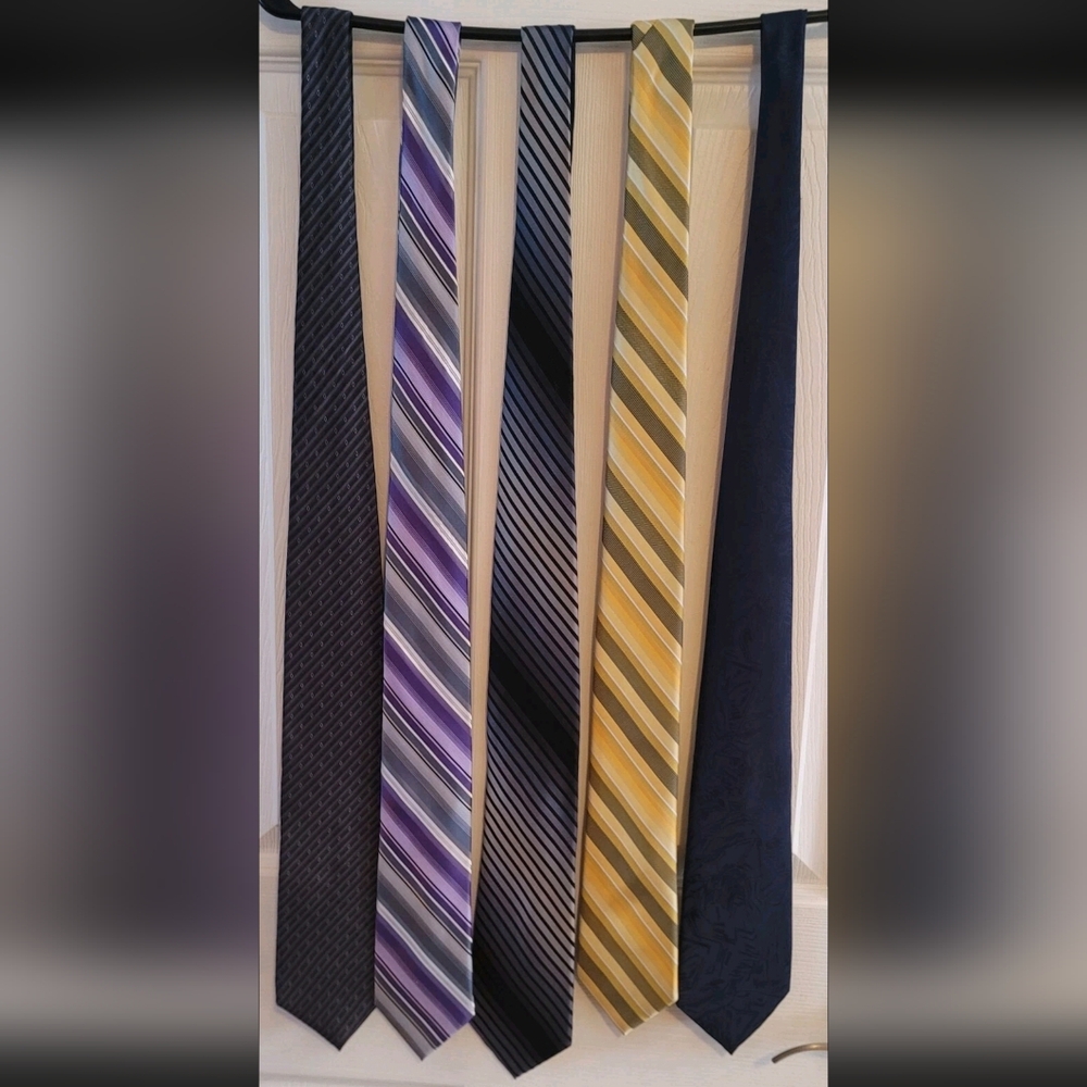 (5) DESIGNER NECK TIES CALVIN KLEIN JOSEPH ABBOUD GIANFRANCO RUFFINI VERY NICE!